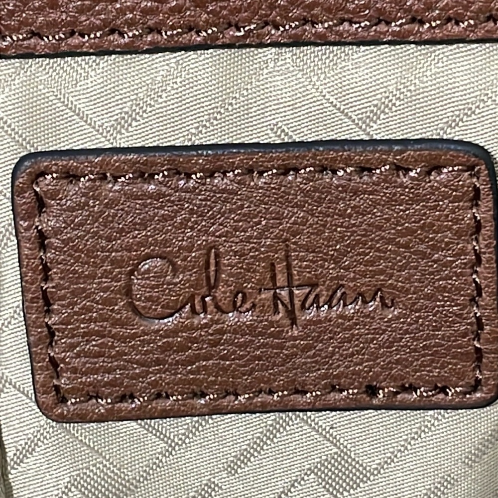 Cole Haan Brown Pebbled Leather Braided Handles Large Shoulder Bag - Picture 6 of 16